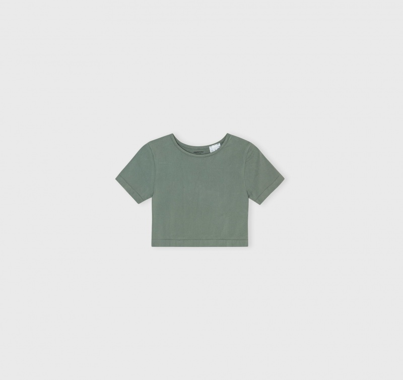 Organic Basics Recycled Nylon Smooth Crop Tee Seaweed | 75206-LGDS