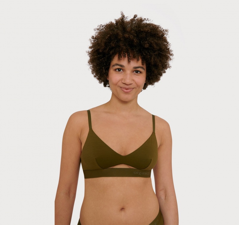 Organic Basics TENCEL™ LYOCELL Soft Touch Bralette Olijfgroen | 70629-GMIP