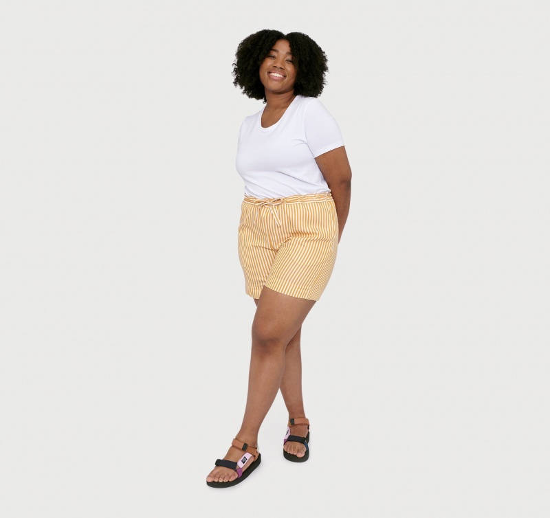 Organic Basics TENCEL™ LYOCELL Soft Touch Woven Draw-Cord Shorts Ocher Stripe | 17985-KALV