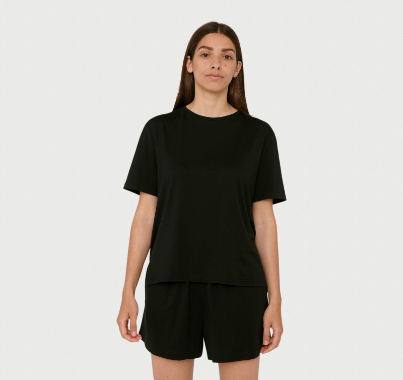 Organic Basics TENCEL™ LYOCELL Soft Touch Boxy Tee Zwart | 57091-YHIZ