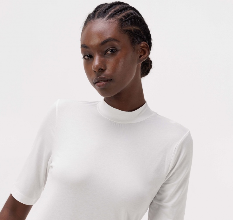 Organic Basics TENCEL™ LYOCELL Soft Touch Turtleneck Tee Wit | 87530-RKSD