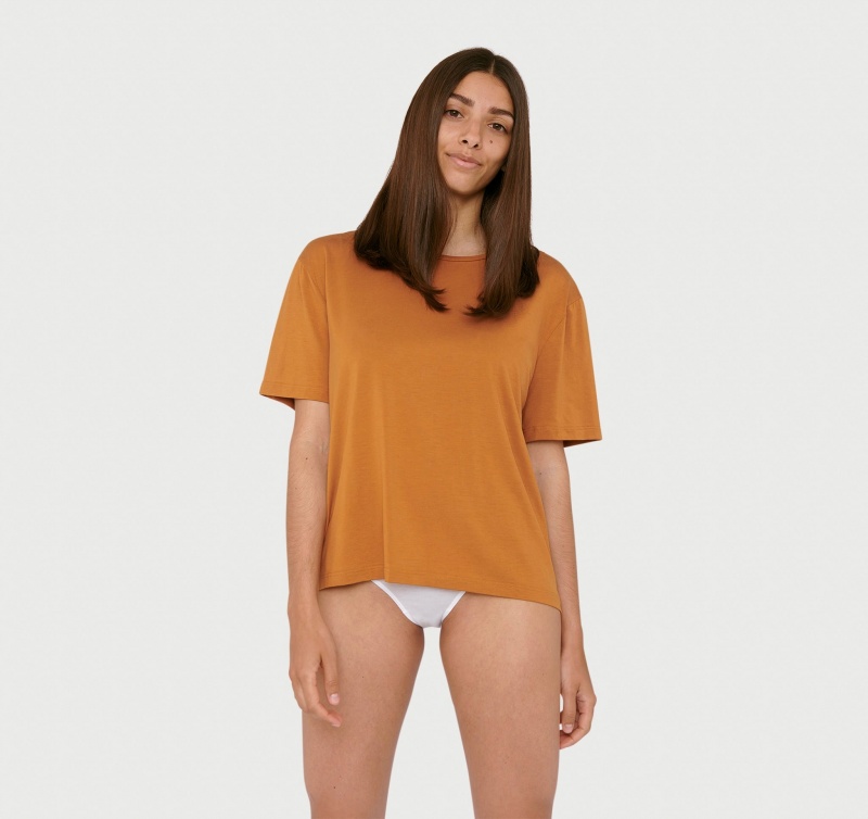 Organic Basics TENCEL™ LYOCELL Soft Touch Boxy Tee Ocher | 20748-ZRJU