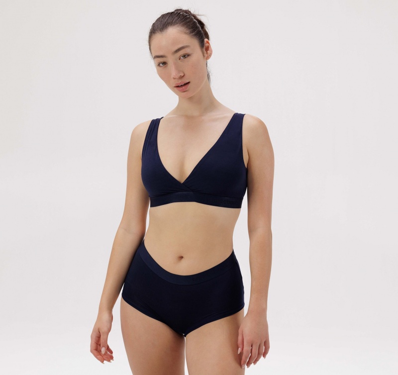 Organic Basics TENCEL™ LYOCELL Soft Touch Basic Bralette Donkerblauw | 51463-FUKG