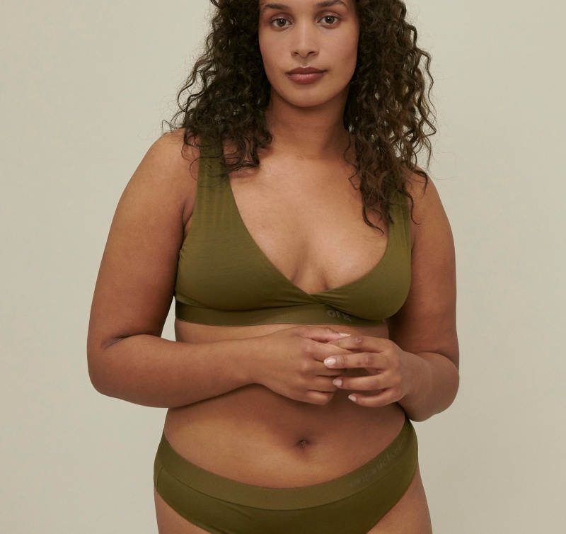 Organic Basics TENCEL™ LYOCELL Soft Touch Basic Bralette Olijfgroen | 64125-GJBU